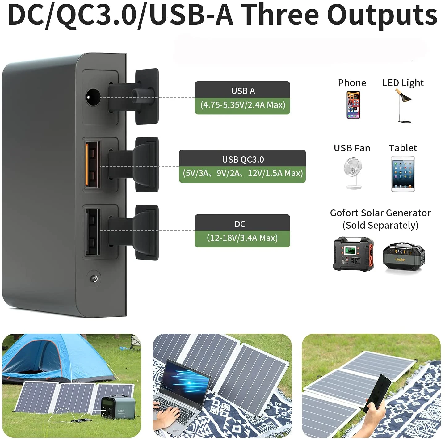 60W 18V Portable Solar Panel Foldable Solar Charger with USB